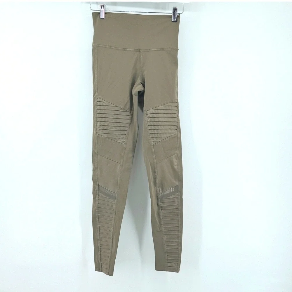 Alo Yoga Moto Legging High Waist Small Olive Green Womens Activewear Yoga Pants